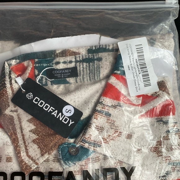 (A11) Coofandy Mens Aztec Print Button-Up Long-sleeve Shirt, Size Small, NWT - Picture 3 of 5